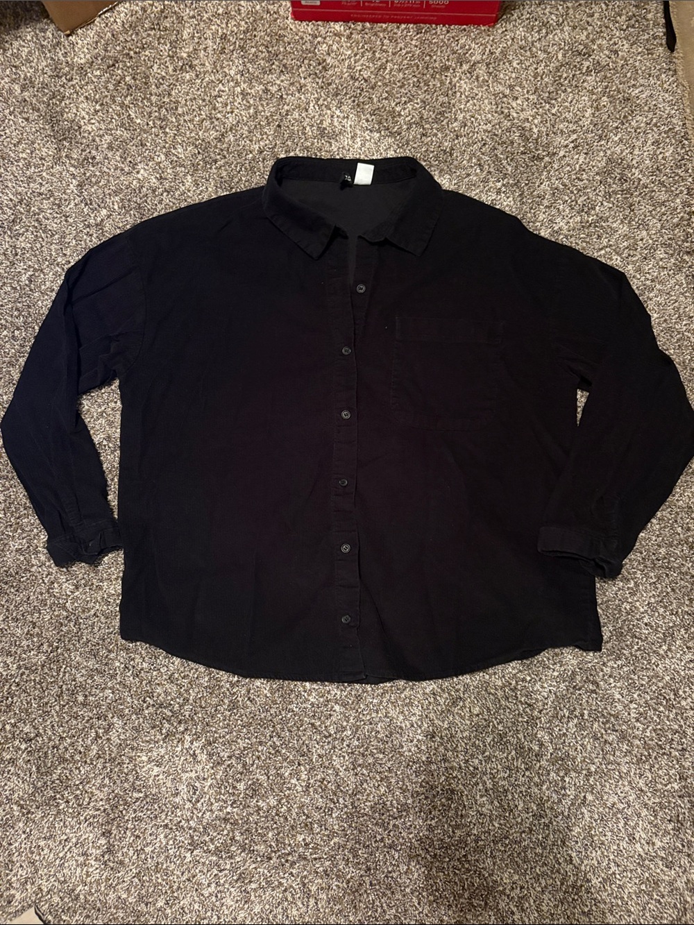 H&M Black Button-Up Cover Up